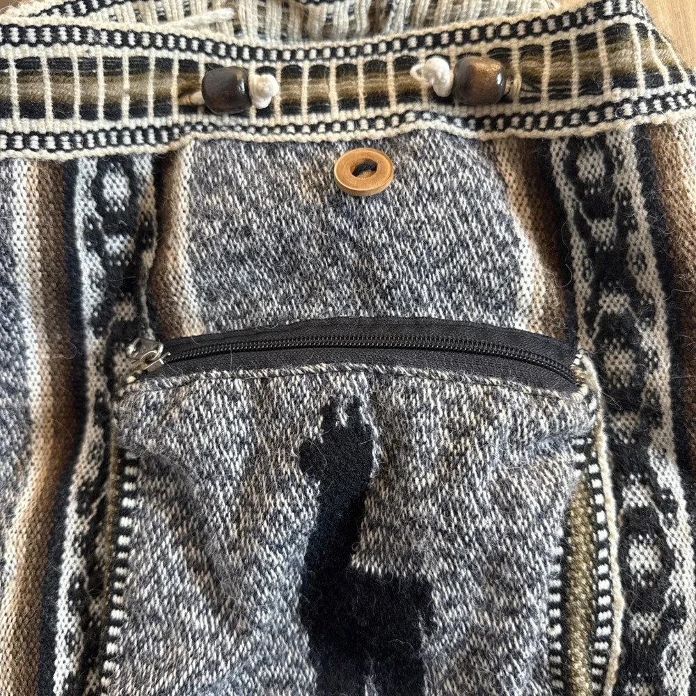 Peruvian Llama/Aplaca Wool‎ Soft Backpack Blue & Brown Boho Hippie Cabincore